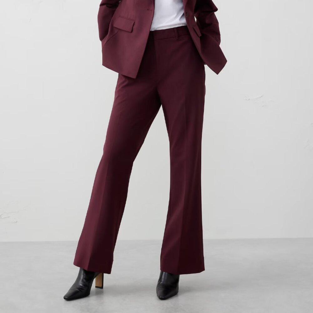 Banana Republic NWT Bootcut High-Rise Sculpted Stretch Trouser, Wine Red, 4